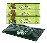 Zig Zag Organic Hemp King Size Rolling Papers (3 Packs) with Leaf Lock Gear Smell Proof Pouch