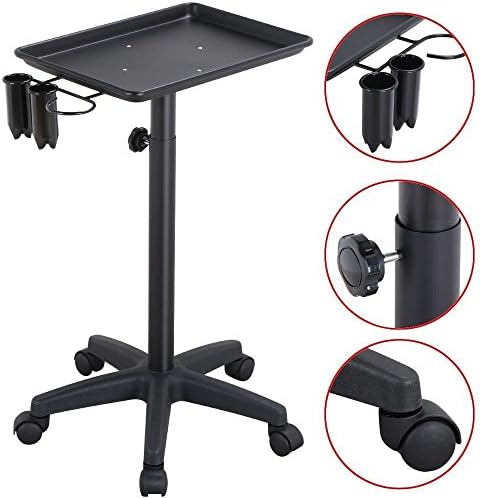 allgoodsdelight365 Professional Salon Trolley Aluminum Trolley Hair Instrument Tray Caddy Black Bonus free ebook