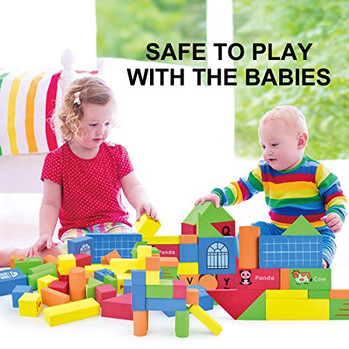 Yileqi ABC Foam Building Blocks for Kids, 51 Pieces Mega Soft Blocks