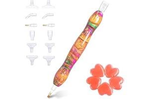 PRAISE V DO Diamond Painting Pen, Diamond Art Pen, Diamond Painting Drill Pen Stylus, Resin Diamond Painting Art Gem Rhinestone Picker Tool Pen Kit Accessories Nail Art Diamond painting with Clays Tips Orange