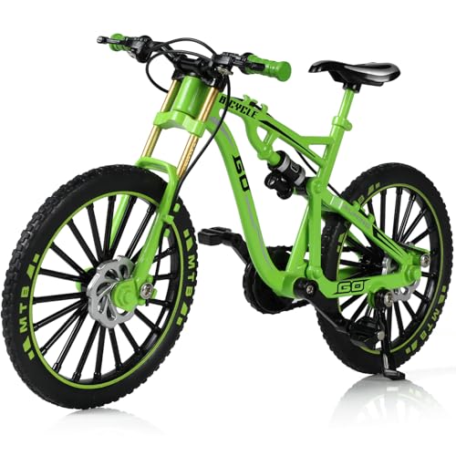 1:8 Scale Die-Cast Alloy Mini Mountain Bike Bicycle Model Toy Finger BMX Toy Desktop Decoration Crafts for Cycling Lovers(Green)