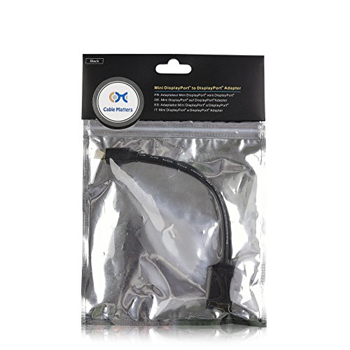 Cable Matters Mini DisplayPort (Thunderbolt 2 Port Compatible) to DisplayPort Male to Female Adapter in Black - 4K Resolution Ready