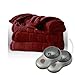 Sunbeam Channeled Microplush Heated Electric Blanket King Garnet Red