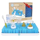 Large Baby Bottle Drying Rack, Blue, Kids Dish and Accessories Dryer Stand and Drainer Mat