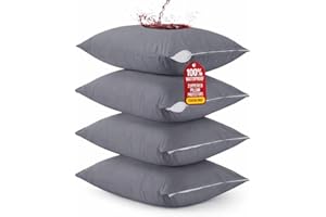 Utopia Bedding Set of 4 Waterproof Pillow Protectors with Zipper Queen Size (Gray), Ultra Soft Pillow Covers, Bed Bug and Dust Mite Proof Pillow Encasements, Moisture Wicking Pillow Cases