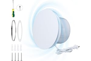 WiseWater Bathroom Round Exhaust Fan, 140CFM 35dB 6'' Duct 8.3" Panel ABS Vent Fan Wall-Mount with Accessories for Bathroom, Laundry Room, Bedroom, Office