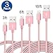 (3 Pack)Lightning cable,3FT 6FT 10FT Durable Nylon Braided Universal Lightning to USB Sync and Charging Cable Wire for iPhone 7, iPhone 6,6s,6 Plus,6s Plus,iPhone 5 5s 5c,SE,iPad Air,iPod(Rose)