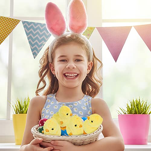 3 otters Easter Wind Up Toys, 4PCS Wind Up Chicks Lifelike Plush Chicks for Kids Easter Egg Hunt Easter Basket Stuffers