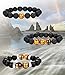 Udalyn 3PCS 12mm Tiger Eye Beaded Bracelets Lava Rock Bracelets Yoga Energy Bracelet Elastic