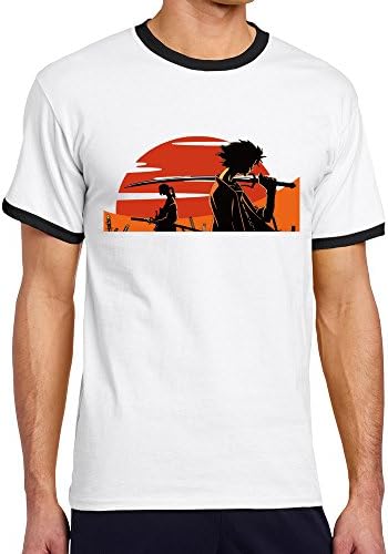 Men's Cool Samurai Champloo Contrast Ringer T-Shirt L Black