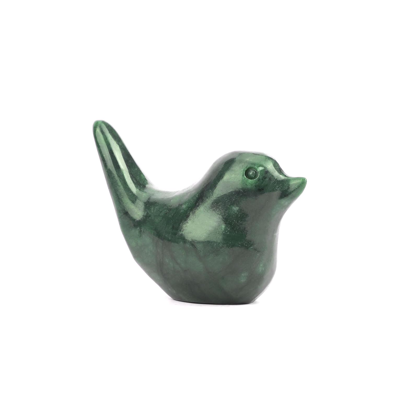gemshan Green Natural Jade Bird Hand Carved Small Art Animal Pocket Animal Figurine for Home Office Decoration