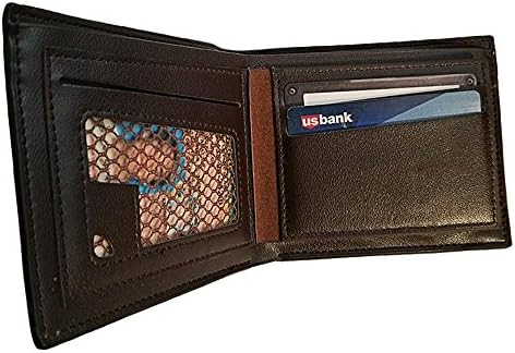 Bifold wallet- Superb Black Handcrafted RFID Guarded Theft Prevention + 5 Card slots 2 Windows 1 Zipper coin pouch Lunosa