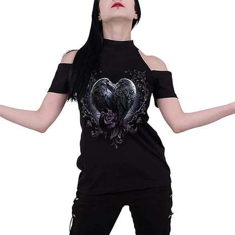 Amazon Co Jp Snow Scene 肩の肩を落とすtシャツの女性印刷グラフィックティーシャツ半袖 Color ブラック Size M ホーム キッチン