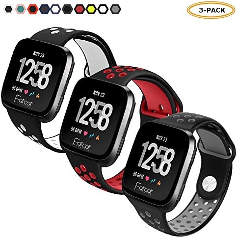 FatcatBand Fitbit Versa Strap Bands, Easy Adjust Breathable with Ventilation Holes Soft Silicone Sport Replacement Accessory Bracelet Straps for Fitbit Versa Fitness Activity Wristband