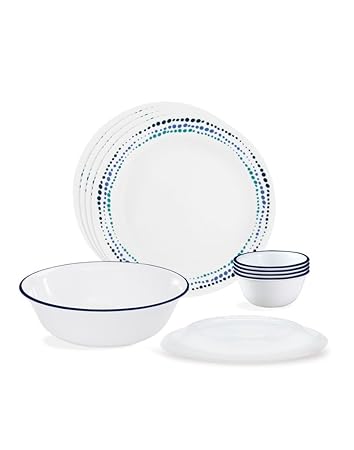 Corelle Ocean blues Glass Dinnerware Set, 10-Pieces, Multicolor