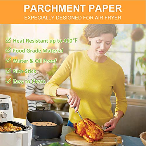 Besego Air Fryer Liners - 7.5 Inches, 100 pcs Perforated Unbleached Parchment Paper Compatible with Philips, Cozyna, Secura, NuWave, Chefman, GoWISE USA, BLACK+DECKER, COSORI - Thumbnail 4