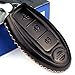 Cadtealir Calfskin Genuine Leather 2008-2018 Nissan Altima Maxima Murano Pathfinder Rogue Armada Key fob Cover case Holder only for 5 Buttons Black Color (3 Buttons)