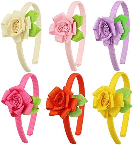 7Rainbows Boutique Grosgrain Ribbon Floral Headbands for Girls Toddlers Teens