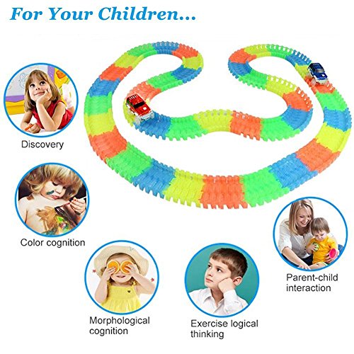4 Packs Toy Train Cars Light-Up Fast Speed Magic Fast Tracks Cars Replacement Track Race Car Toy 5 LED Lights Racing Cars Track Accessories Compatible with Most Tracks Endless Fun for Boys & Girls - Thumbnail 4