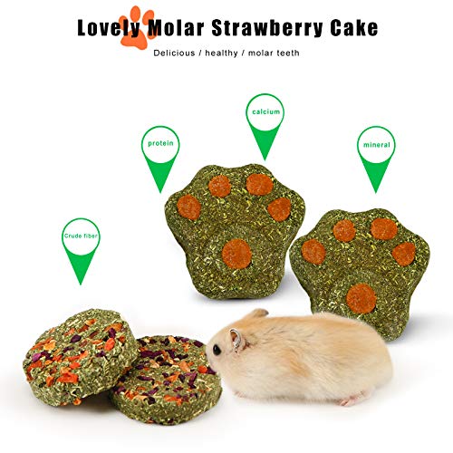 NA Ruisheng15 Pcs Rabbit Chew Toys, Natural Timothy Grass Teeth Grinding Cakes, Mixed Bunny Treats Different Flavor Chew Toys for Hamster Guinea Pig Chinchilla and Other Small Animals (H 01)