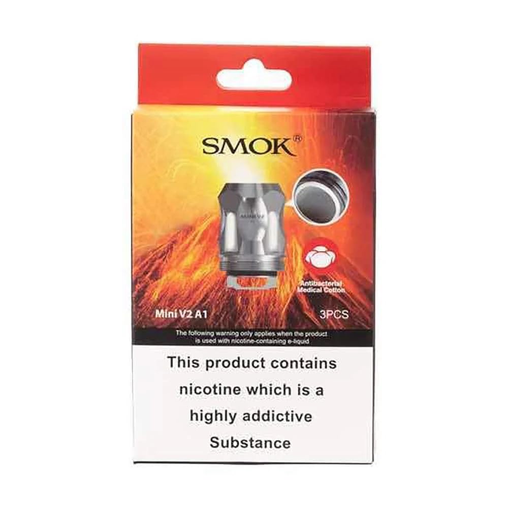 SMOK TFV Baby V2 A1 Coils 0.17 Ohm [Silver] 3 Pack Sub Ohm Single Mesh for TFV8 Baby V2 Tank UK Compliant Nicotine Free