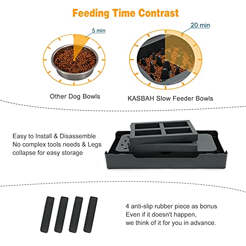 KASBAH Adjustable Elevated Dog Bowls, Raised Dog Bowl with Slow Feeder Bowl Dog Food Bowl Stand Adjust to 3 Heights, 2.75\
