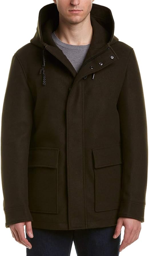 Cole Haan Men's Stretch Wool Hooded Jacket, Olive, Small Amazon.sg