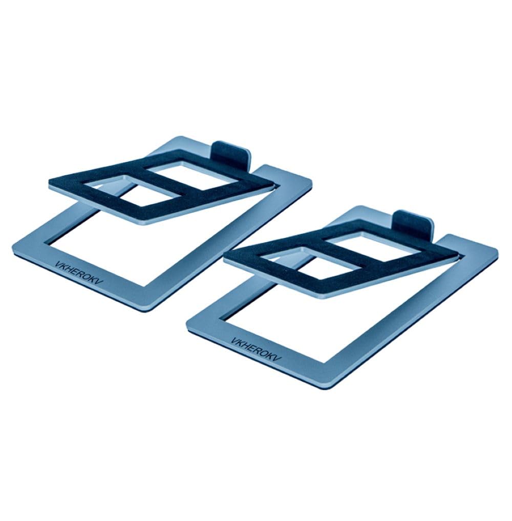 VKheroKV Mukjipa C-1 Desktop Speaker Stands for Small Speakers，Tilted Tabletop Steel Computer Speaker Stands(Pair)，L15.2 x W11.4 x H3.8 Centimetres (Gray)