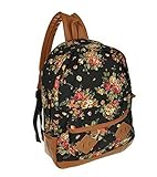 Backapck Women girl lady Fashion Vintage Cute Flower School Book Campus Bag Backpack Color : Black BB 05