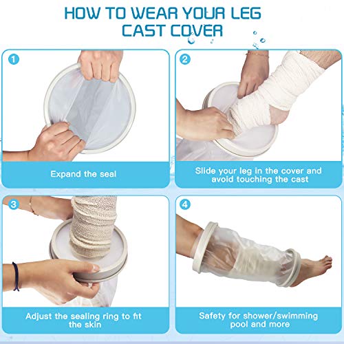 Knee Cast Wound Covers for Shower, Waterproof Reusable Bandage&Cast Protector Knee Surgery, Bath