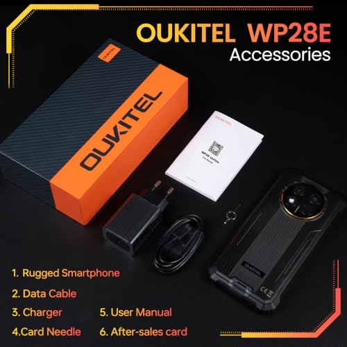 OUKITEL WP28E Movil Resistente 10600mAh 8GB+64GB/1TB TF 6.52" HD, Negro | Móvil Irrompible batería 10600mAh, 16GB(4+12)+64GB/1TB TF，Cámara 13MP Movil Todoterreno, Android 15/NFC/GPS/OTG/Face ID