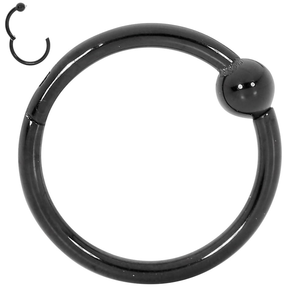 365 SLEEPERS Titanium Implant Grade BCR Ball Closure Septum Hinged Segment Nose Lip Ring Hoop Earring Body Piercing Jewellery (18G 9mm)