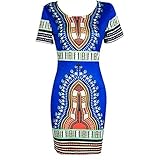 SKYHALO Women Traditional African Print Dashiki Bodycon Stretch Dress Oversized