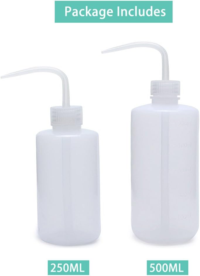 Mkono 2 Pack Plant Flower Succulent Watering Bottle Plastic Bend Mouth Watering Cans Safety Wash Bottle Squeeze Bottle 250ML and 500ML, Small and Medium : Garden & Outdoor