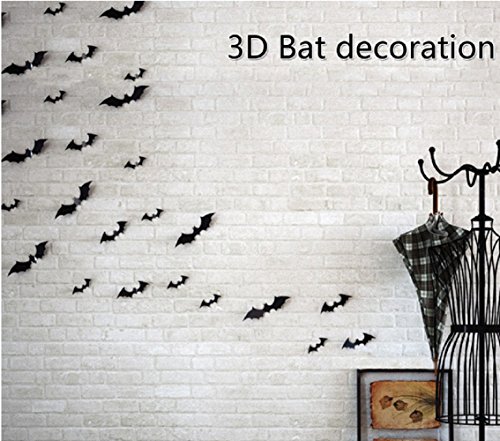 Yunko 12 pcs 3d pvc diy black bat wall decals sticker,h…