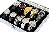 America Phoenix Large 12 Grids Watch Display Jewelry Case Box Storage Holder Leather and Aluminius