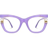 Zeelool Stylish Cat Eye Pearl Glasses Frame Women with Non-prescription Clear Lens ZJGX957054