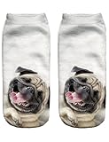 Ninimour Unisex 3D Pug Lige Print No Show Socks