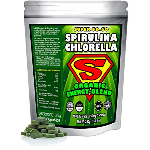 Spirulina Chlorella Super 50-50 Organic Energy-Blend (1000 Tablets)