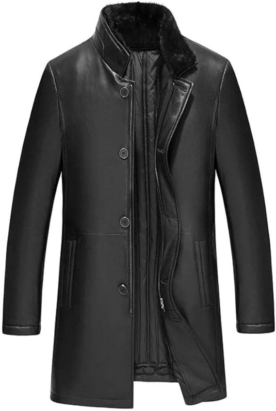 Men's Leather Jacket Winter Removable Leather Down Liner Plus Velvet