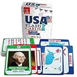Kids USA Presidents and States Pocket Flash Cards - 95 cards with beautiful images for each State Bird, Flower, Flag, Tree and more - Educational Civics for Kids