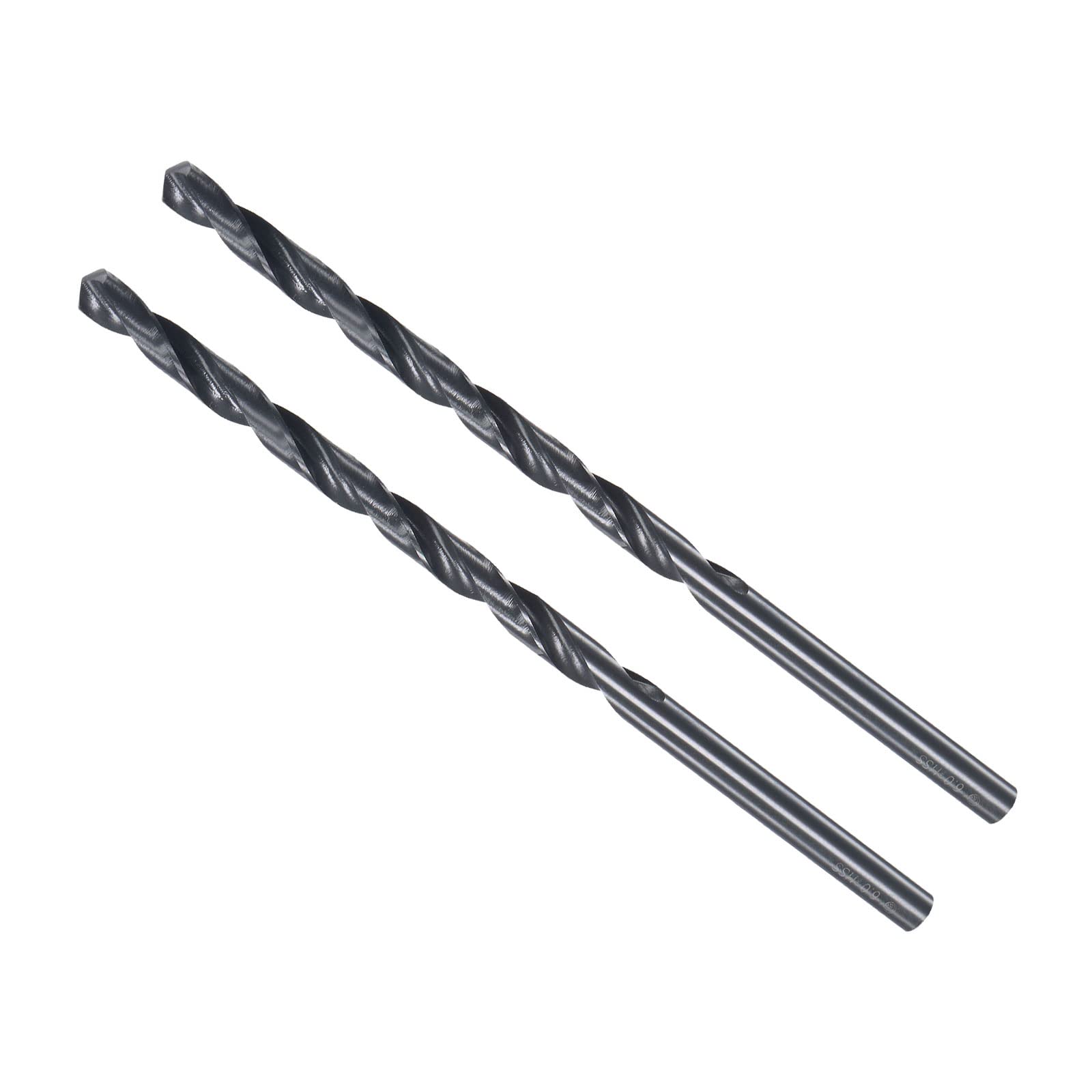 CoCud Twist Drill Bits, 6mm Drilling Diameter, Black Oxide High Speed Steel Extra Long Straight Shank - (Applications: for Stainless Steel Alloy Metal), 2-Pieces
