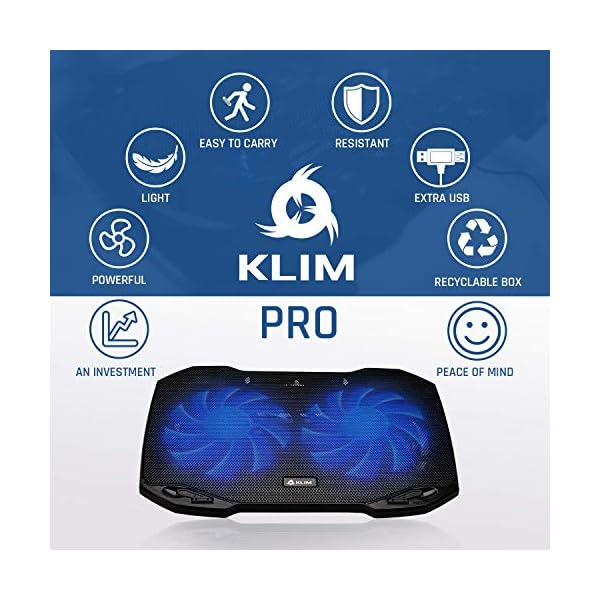 KLIM-Pro-The-Laptop-Cooler-for-Professionals-Laptop-PC-Support-Easy-to-Carry-10-to-156-Extra-USB-port-New-2021-Version-Black KLIM Pro - The Laptop Cooling Pad for Professionals - NEW 2023 - Light Compact Easy to Carry Durable - 10” to 15.6…