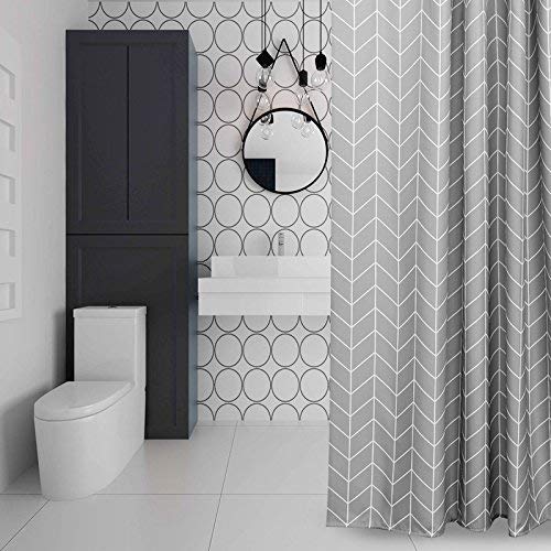 Eurcross Geometric Pattern Grey Shower Curtain For Bathroom Water