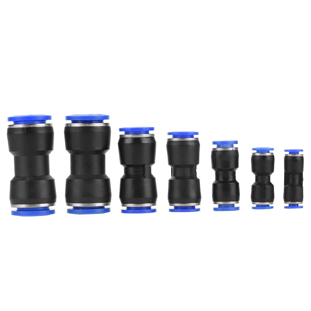 Hlyjoon 35Pcs Push in Quick Release Fitting Connectors OD 4/6/8/10/12/14/16mm Air Hose Pneumatic Straight Connector Air Push Quick Fittings