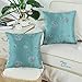 CaliTime Pack of 2 Cushion Covers Throw Pillow Cases Shells for Sofa Couch Home Decoration 18 X 18 Inches Modern Random Circles Rings Geometric Chain Embroidered Teal