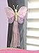 Butterfly Curtain Tiebacks Gray Grey Pink Hailey Nylon Butterflies Pair Set Decorations Window Treatment Holdback Sheer Drapes Holder Drapery Tie Back Baby Nursery Bedroom Girl Room Decor Home DIY