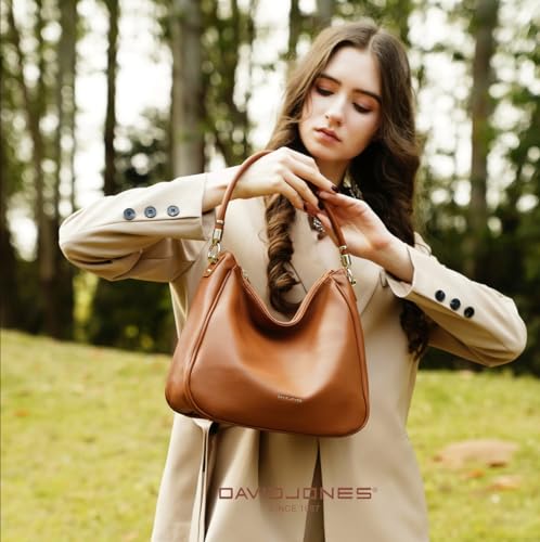David Jones - Women Handbag - PU Leather Shoulder Bag Medium Size Long Handle Fashion Classic Practical Elegant White Elegant