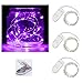 Pack of 3 sets LED Moon Lights 20 Micro Starry LEDs on Silver Extra Thin Copper Wire, 2 x CR2032 Batteries Required and Included, 3.5 Ft (1m) for DIY Wedding Centerpiece or Table Decorations (Purple)