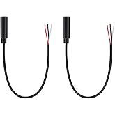 Fancasee 2-Pack 3.5mm 1/8" Female Jack to Speaker Wire Bare Wire Pigtail TRS Stereo 3.5mm Plug Connector Adapter Repair Audio Cable for Speaker Headphone Headset Earphone